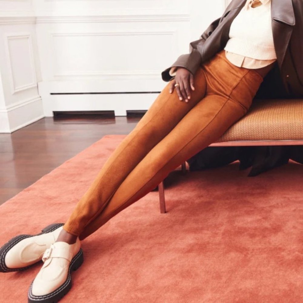Spanx Faux Suede Leggings in Color Rich Carmel